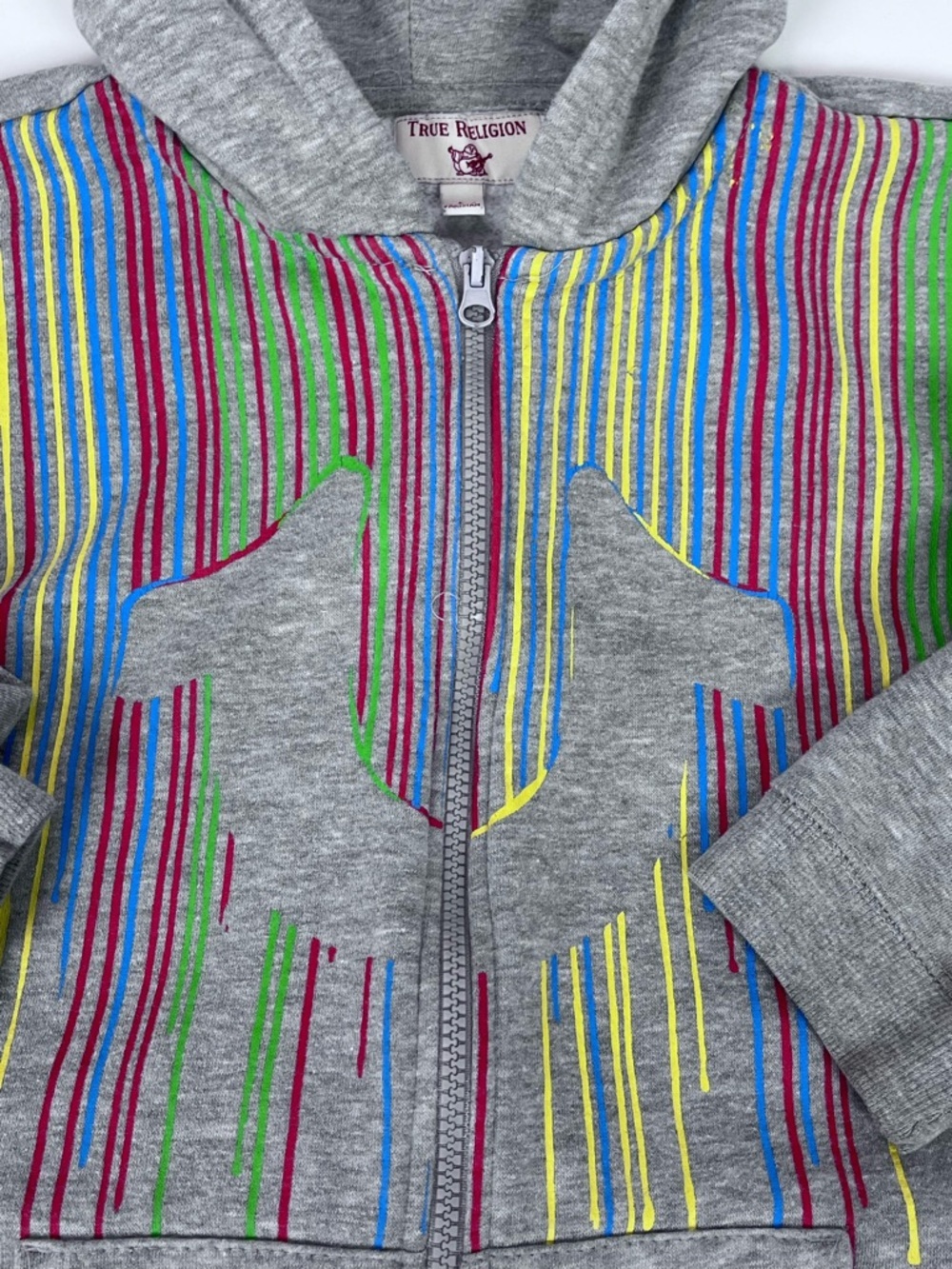 True Religion Boys Full Zip Fleece Hoodie with Paint Drip Logo Size L; School - Picture 9 of 13